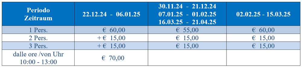 price list private lessons